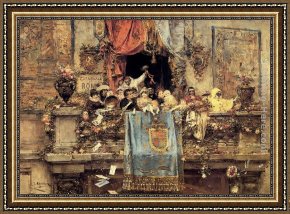 Carnival of Harlequin Framed Paintings - At The Carnival by Jose Benlliure y Gil