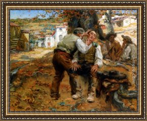 Close to Home Framed Paintings - A Close Shave by Jose Malhoa