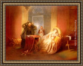 Napoleon, King of Italy Framed Paintings - Napoleon Et Josephine Avec La Cartomancienne by Josef Danhauser