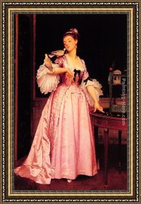 Birds Framed Paintings - The Love Birds by Joseph Caraud