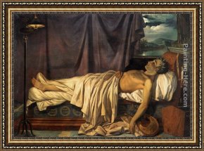 The Death of Demosthenes Framed Paintings - Lord Byron on his Death-bed by Joseph-Denis Odevaere