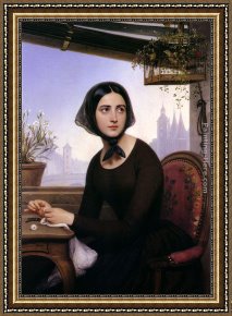 Seek Framed Paintings - Rigolette Seeks to Distract Herself During the Absence of Germain by Joseph-Desire Court