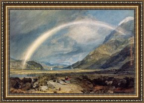Joseph Mallord William Turner Framed Paintings - Kilchern Castle with the Cruchan Ben Mountains Scotland Noon by Joseph Mallord William Turner