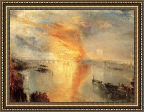 Joseph Wright of Derby Framed Paintings - The Burning of the Houses of Parliament by Joseph Mallord William Turner
