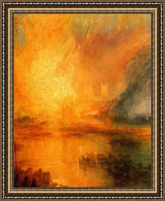 Joseph Mallord William Turner Framed Paintings - The Burning of the Houses of Parliament detail by Joseph Mallord William Turner