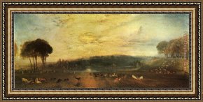 Joseph Mallord William Turner Framed Paintings - The Lake Petworth sunset fighting bucks by Joseph Mallord William Turner