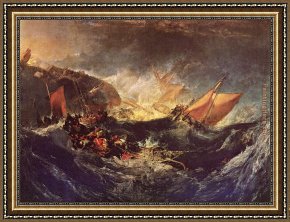 Joseph Mallord William Turner Framed Paintings - The Wreck of a Transport Ship by Joseph Mallord William Turner