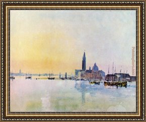 Joseph Mallord William Turner Framed Paintings - Venice San Guirgio from the Dogana Sunrise by Joseph Mallord William Turner
