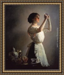 The Stirrup Cup Framed Paintings - The Blue Cup by Joseph Rodefer de Camp
