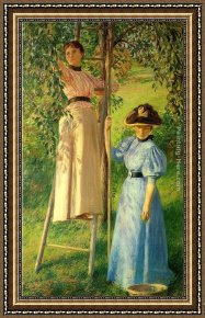 Pear Framed Paintings - The Pear Orchard by Joseph Rodefer de Camp