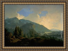 Joseph Wright of Derby Framed Paintings - An Italian Landscape with Mountains and a River by Joseph Wright of Derby