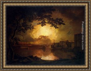 Joseph Wright of Derby Framed Paintings - Firework Display at the Castel Sant' Angelo in Rome by Joseph Wright of Derby