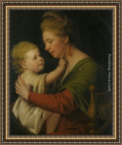 Joseph Wright of Derby Framed Paintings - Portrait of Jane Darwin and her son William Brown Darwin by Joseph Wright of Derby