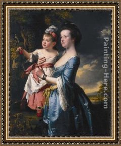 Joseph Wright of Derby Framed Paintings - Portrait of Sarah Carver and her daughter Sarah by Joseph Wright of Derby