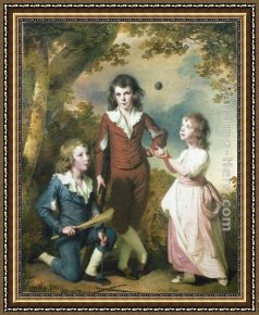 Joseph Wright of Derby Framed Paintings - The Children of Hugh and Sarah Wood of Swanwick, Derbyshire by Joseph Wright of Derby