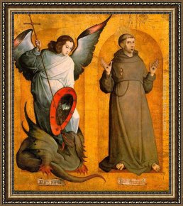 Saint Francis of Assisi Framed Paintings - Saints Michael and Francis by Juan De Flandes