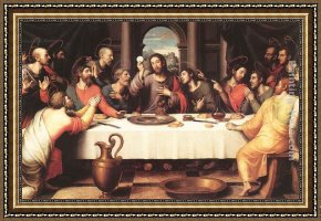 Juan Gris Framed Paintings - The Last Supper by Juan de Juanes
