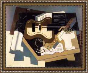 Gris Framed Paintings - Guitar with Clarinet by Juan Gris