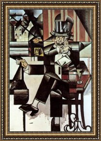 Man with Scythe Framed Paintings - Man in the Cafe by Juan Gris