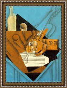 Gris Framed Paintings - Musician's Table by Juan Gris