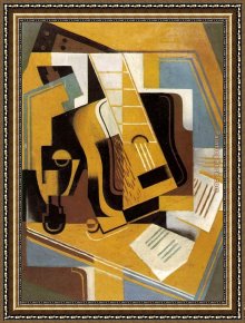 Gris Framed Paintings - The Guitar 1918 by Juan Gris