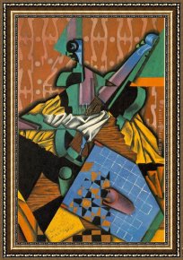 Gris Framed Paintings - Violin and Checkerboard by Juan Gris