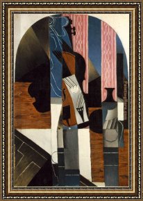 Gris Framed Paintings - Violin and Engraving by Juan Gris