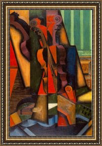 Gris Framed Paintings - Violin and Guitar by Juan Gris