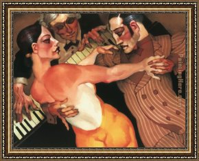 Juarez Framed Paintings - Femme Au Robe Orange by Juarez Machado