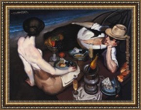 Juarez Framed Paintings - Picnic At Ipanema by Juarez Machado