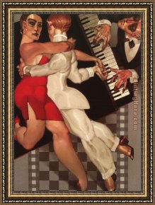 Juarez Framed Paintings - Tango A Robe Rouge by Juarez Machado