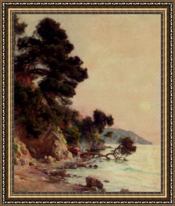 French Framed Paintings - Woodburners on the French Coast by Jules-Alexis Muenier
