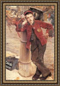 Jules Framed Paintings - The London Bootblack by Jules Bastien-Lepage