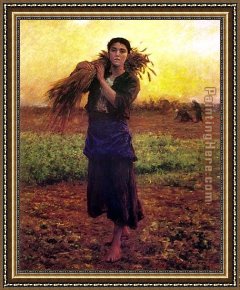 Jules Framed Paintings - At The End of the Day by Jules Breton