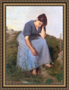 The Young Critics Framed Paintings - Young Woman in a Field by Jules Breton