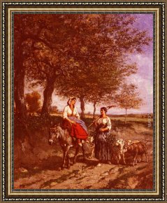 Return Framed Paintings - The Return Home by Jules Jacques Veyrassat