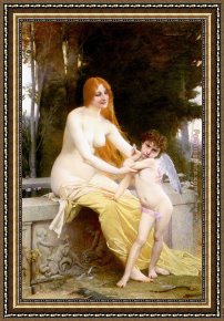 Jules Framed Paintings - L'amour Blesse by Jules Joseph Lefebvre
