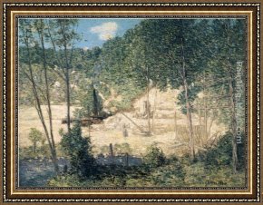 Building Framed Paintings - The Building of the Dam by Julian Alden Weir