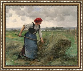 Julien Framed Paintings - La faneuse by Julien Dupre