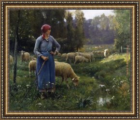 Julien Framed Paintings - La Fermiere by Julien Dupre