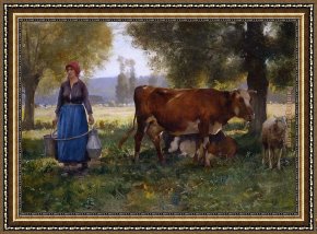 Julien Framed Paintings - Laitiere by Julien Dupre