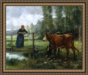 Julien Framed Paintings - Paturage by Julien Dupre