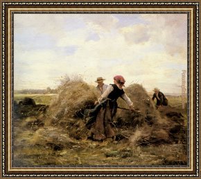 Julien Framed Paintings - The Harvesters by Julien Dupre