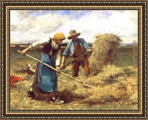 Wheatfield Under Thunderclouds Framed Paintings - The Wheatfield by Julien Dupre