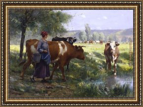Julien Framed Paintings - The Young Milkmaid by Julien Dupre