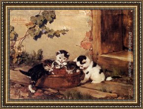 Julius Adam Framed Paintings - One For All by Julius Adam