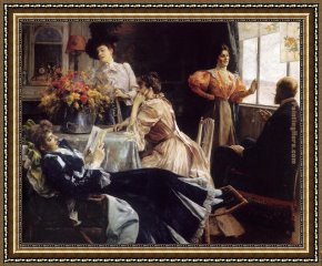 Stewart Framed Paintings - At Home by Julius LeBlanc Stewart