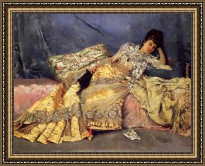 Stewart Framed Paintings - Lady On A Pink Divan by Julius LeBlanc Stewart