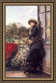 Stewart Framed Paintings - On The Terrace by Julius LeBlanc Stewart