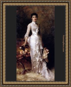 Stewart Framed Paintings - Young Beauty In A White Dress by Julius LeBlanc Stewart
